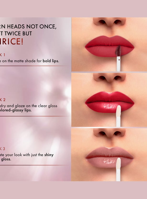 LAKME 9 to 5 Matte to Glass Liquid Lip - Passion Pink - 7.6ml