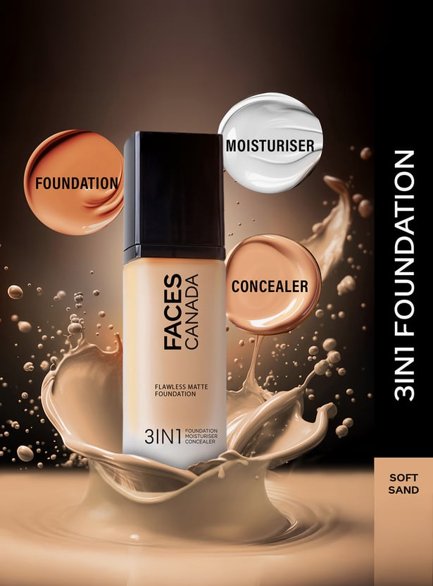 FACES CANADA Flawless 3-in-1 Matte Foundation - Soft Sand 041 - 30ml