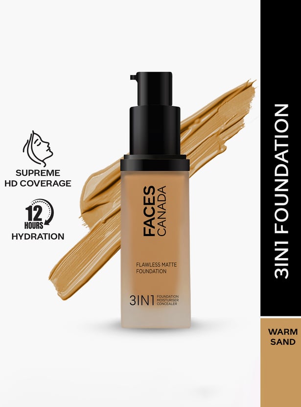 FACES CANADA Flawless 3-in-1 Matte Foundation - Warm Sand 042 - 30ml