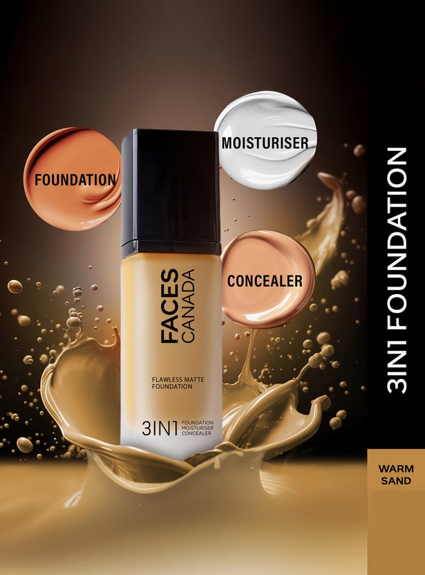 FACES CANADA Flawless 3-in-1 Matte Foundation - Warm Sand 042 - 30ml