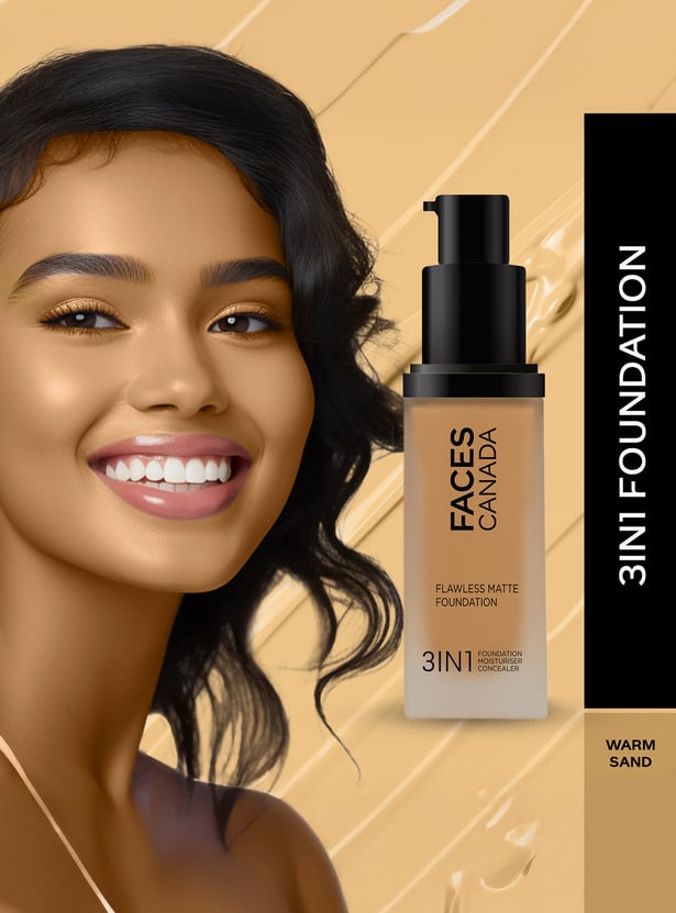 FACES CANADA Flawless 3-in-1 Matte Foundation - Warm Sand 042 - 30ml