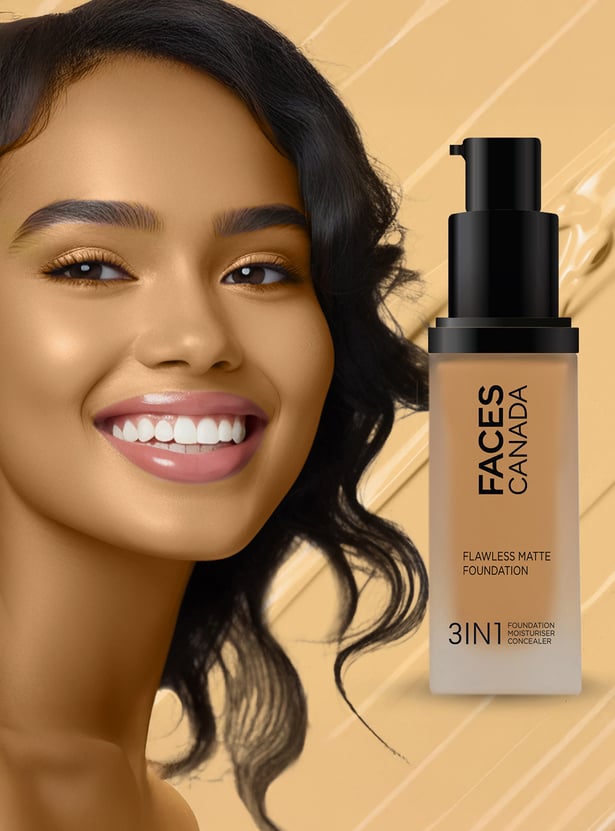 FACES CANADA Flawless 3-in-1 Matte Foundation - Warm Sand 042 - 30ml