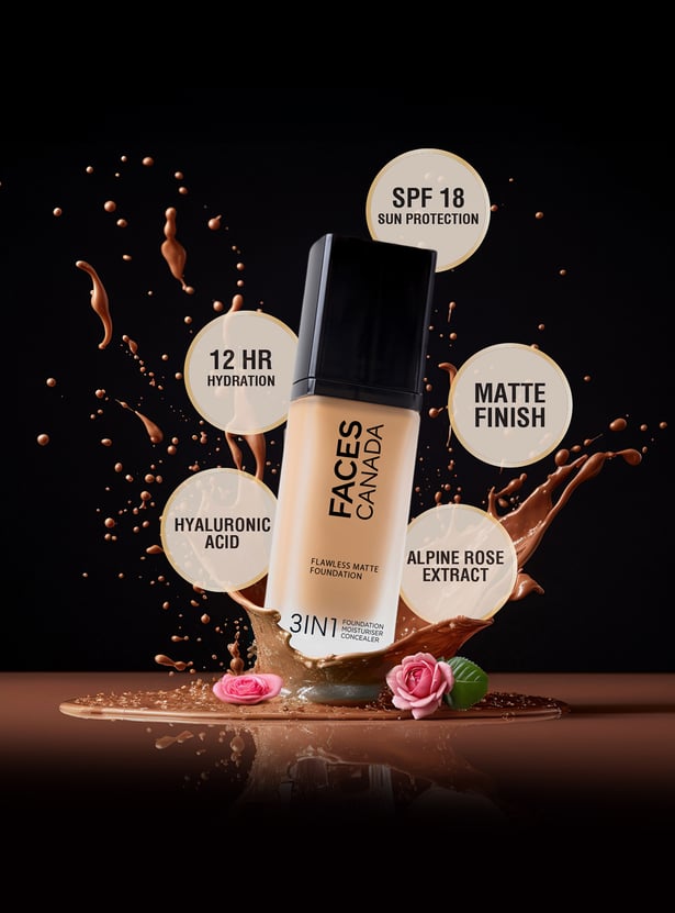 FACES CANADA Flawless 3-in-1 Matte Foundation - Warm Sand 042 - 30ml