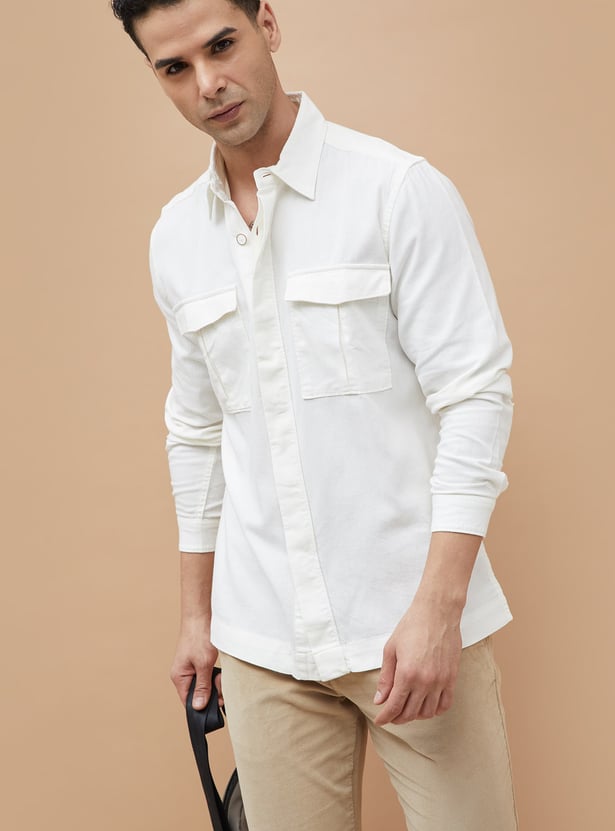 CODE UNWIND Solid Regular Fit Shacket
