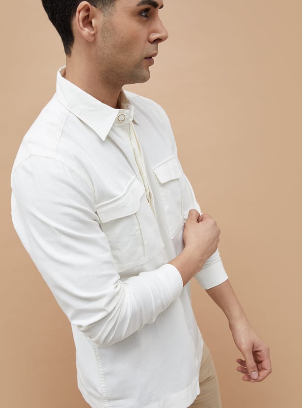 CODE UNWIND Solid Regular Fit Shacket
