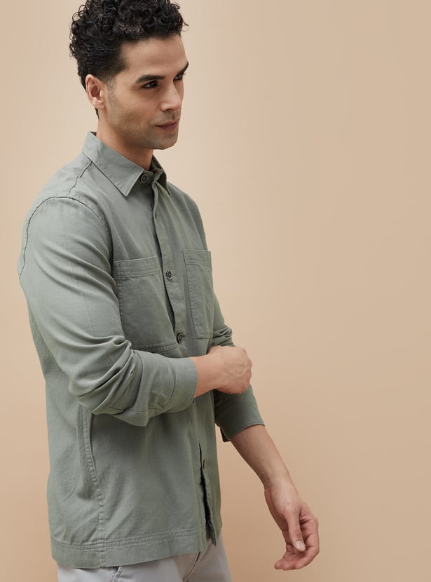 CODE UNWIND Solid Casual Shacket