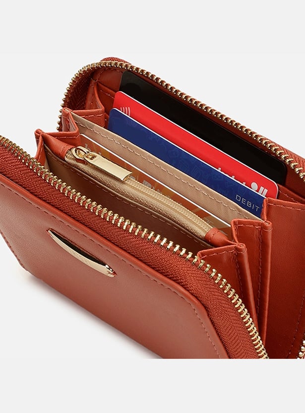 IRTH Women Solid Zip-Around Wallet