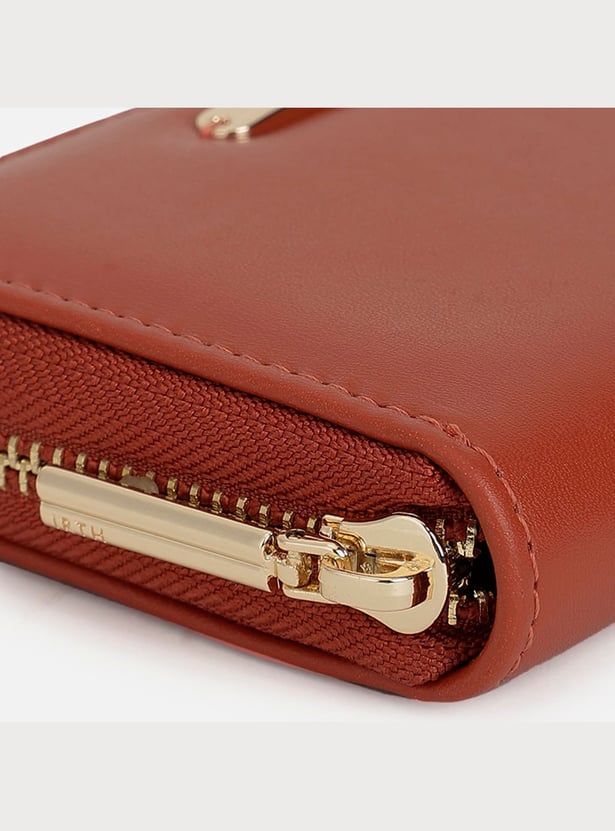 IRTH Women Solid Zip-Around Wallet