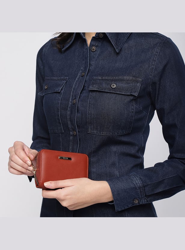 IRTH Women Solid Zip-Around Wallet