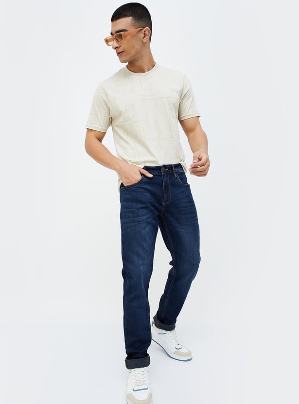 DENIMIZE Men Whiskered Slim Tapered Jeans