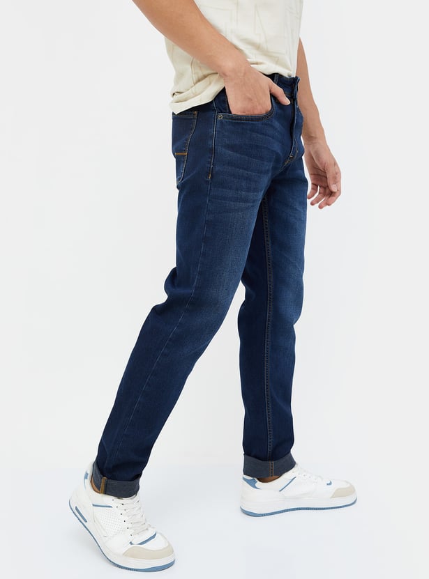 DENIMIZE Men Whiskered Slim Tapered Jeans