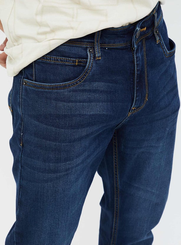 DENIMIZE Men Whiskered Slim Tapered Jeans