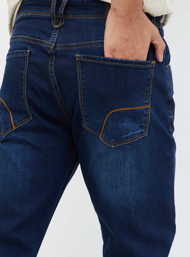 DENIMIZE Men Whiskered Slim Tapered Jeans