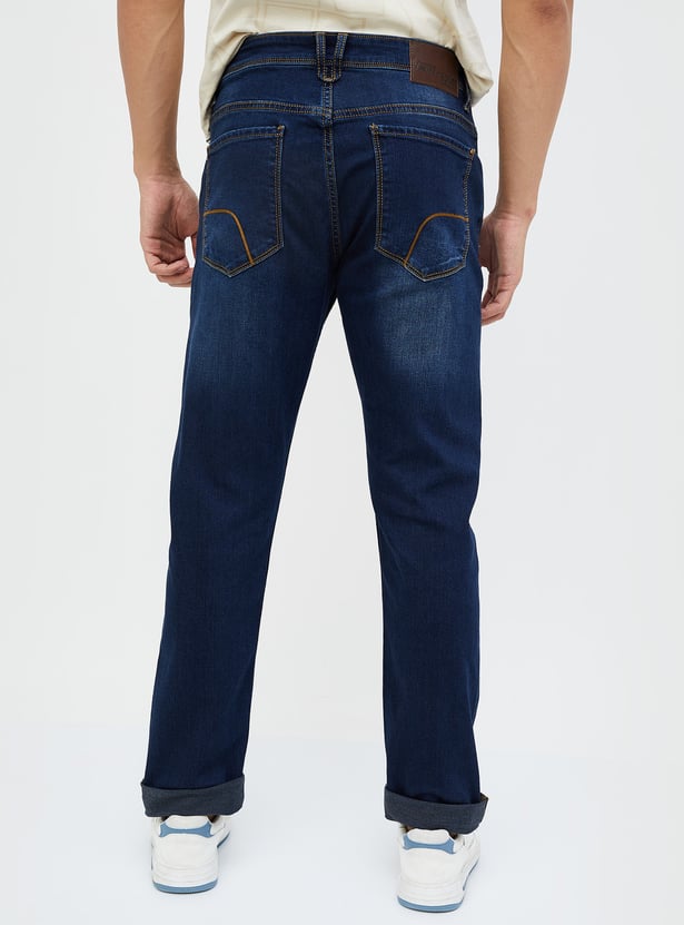 DENIMIZE Men Whiskered Slim Tapered Jeans