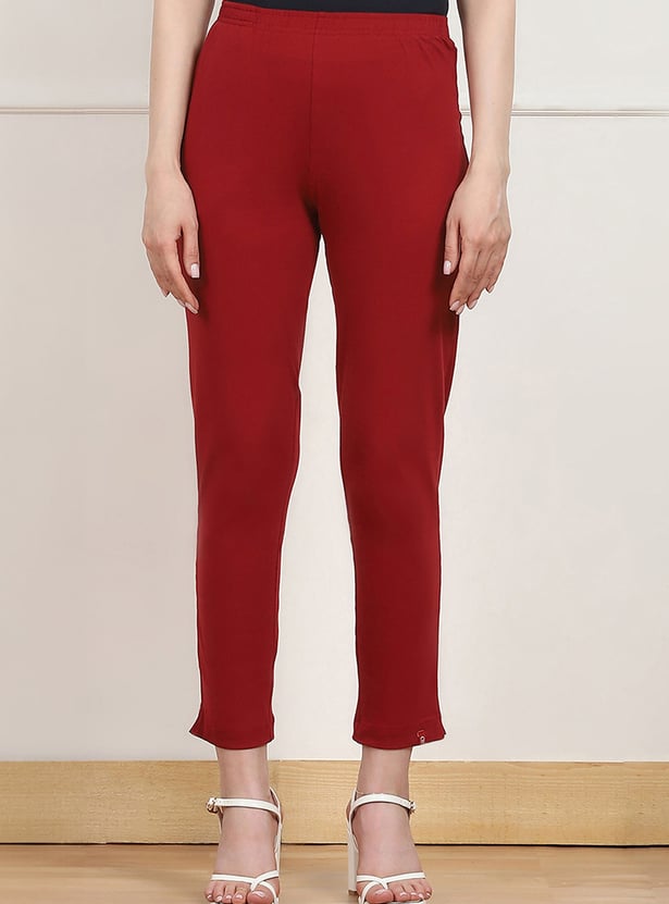 BIBA Solid Straight Pants