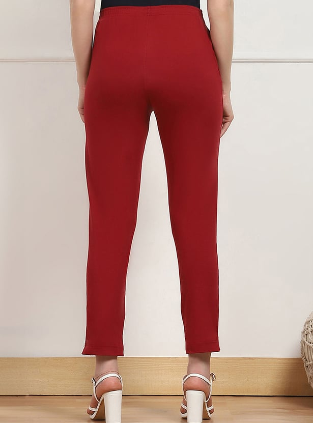 BIBA Solid Straight Pants