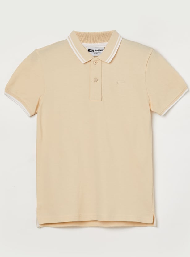 FAME FOREVER Boys Contrast Trim Polo T-shirt