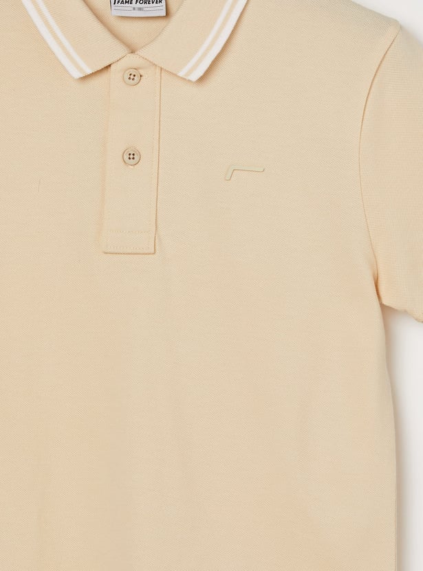 FAME FOREVER Boys Contrast Trim Polo T-shirt