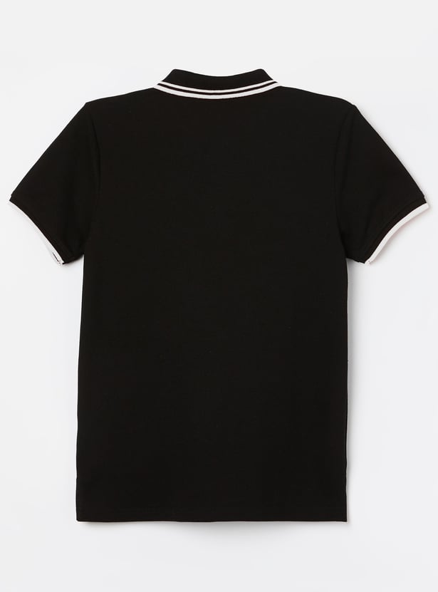 FAME FOREVER Boys Contrast Trim Polo T-shirt