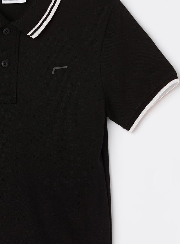 FAME FOREVER Boys Contrast Trim Polo T-shirt