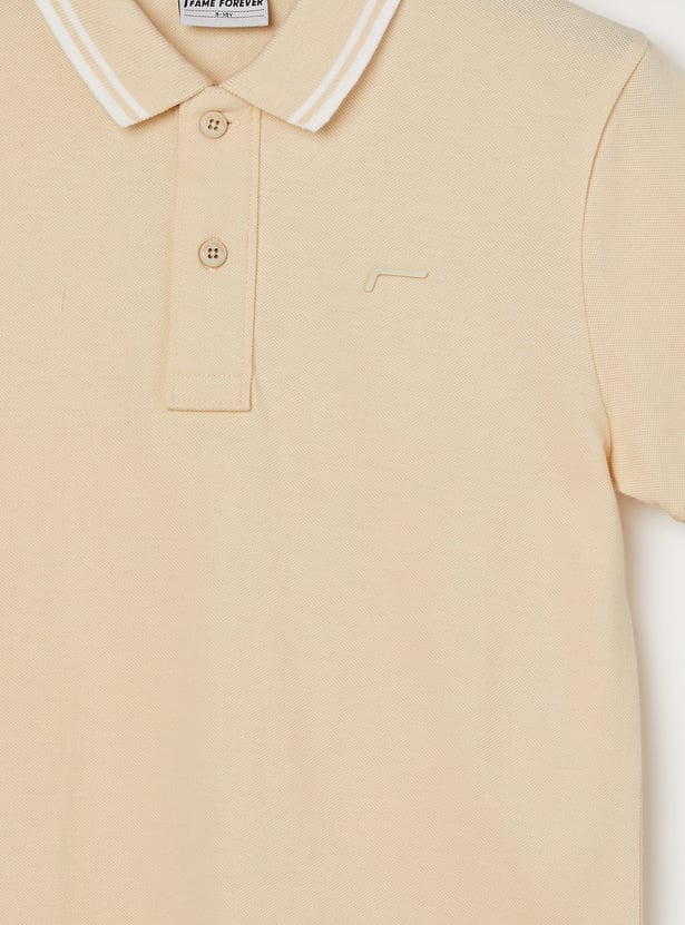 FAME FOREVER Boys Contrast Trim Polo T-shirt