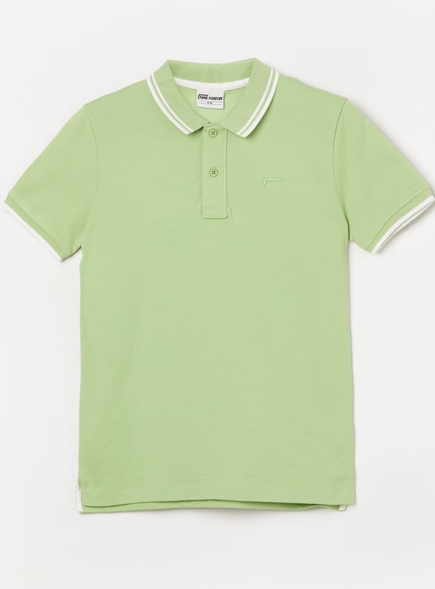 FAME FOREVER Boys Contrast Trim Polo T-shirt