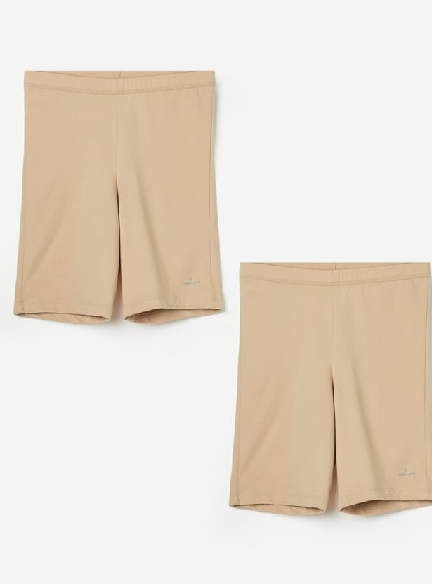 JOCKEY Girls Solid Cycling Shorts - Pack of 2