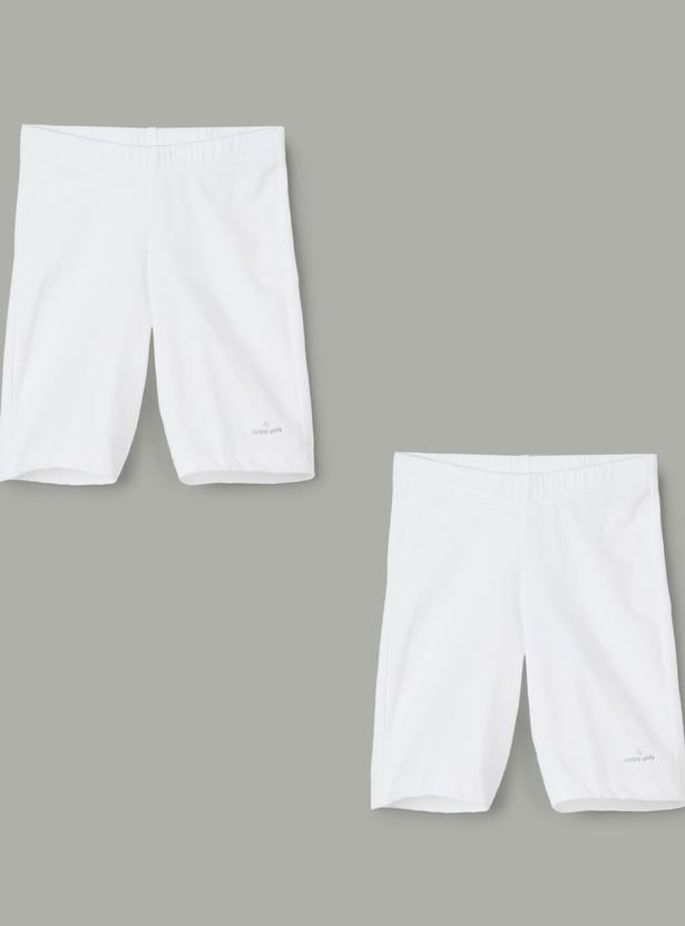 JOCKEY Girls Solid Cycling Shorts - Pack of 2