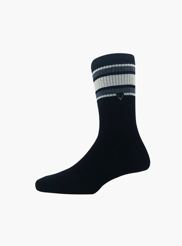 ALLEN SOLLY Men Striped Crew-Length Socks