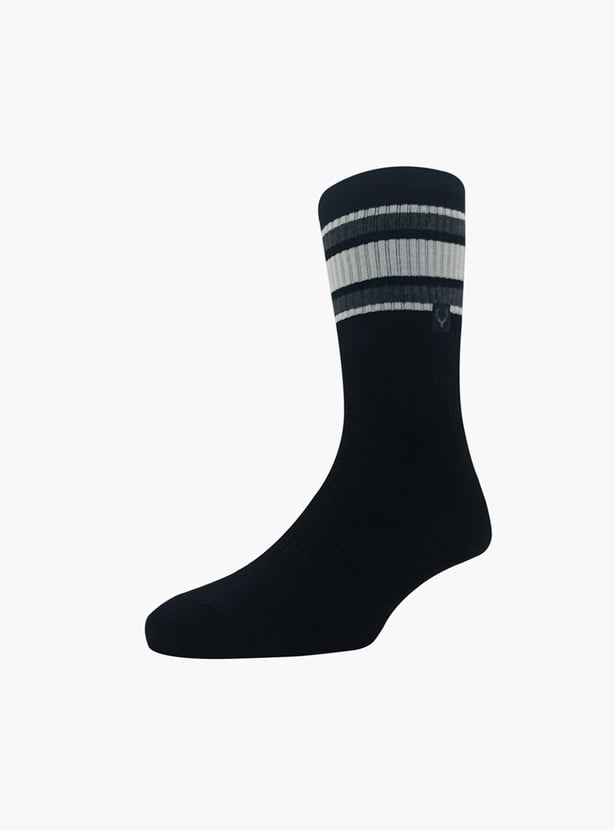 ALLEN SOLLY Men Striped Crew-Length Socks