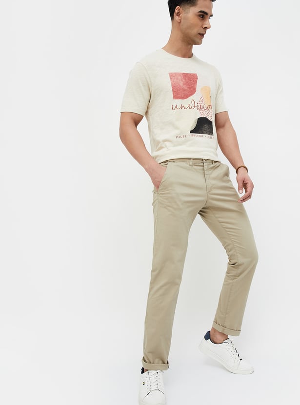 CODE Solid Slim Straight Flat Front Trousers