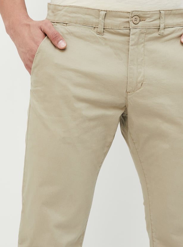 CODE Solid Slim Straight Flat Front Trousers