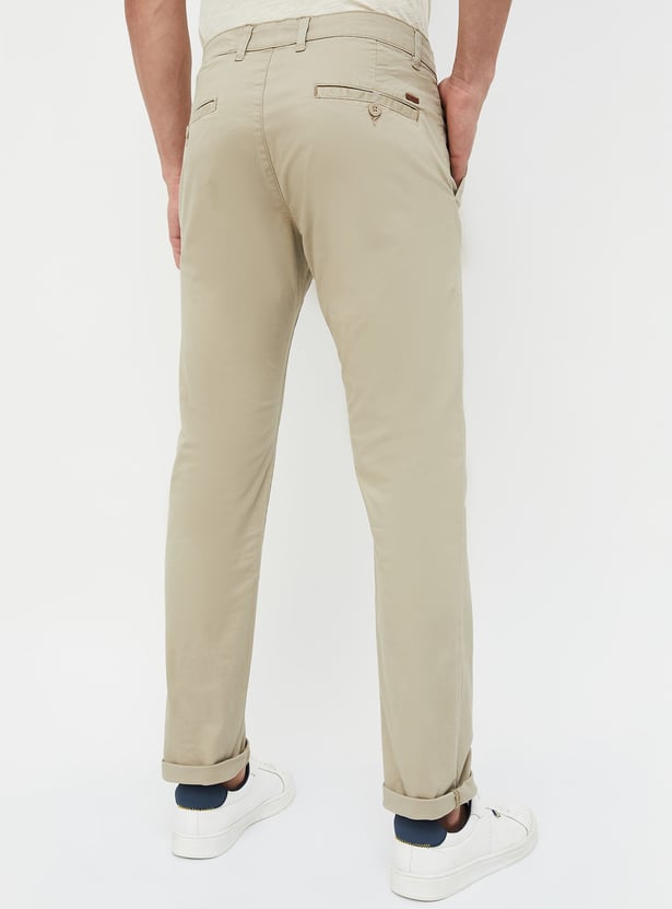 CODE Solid Slim Straight Flat Front Trousers