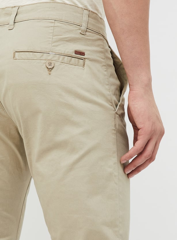CODE Solid Slim Straight Flat Front Trousers