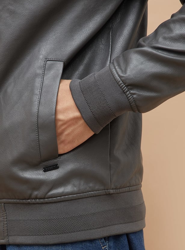 BOSSINI Textured Hooded Biker Jacket