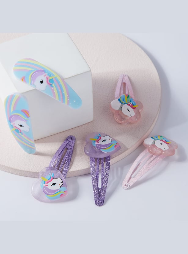 FAME FOREVER Girls Unicorn Assorted Tic Tac Hair Clips - Pack of 6