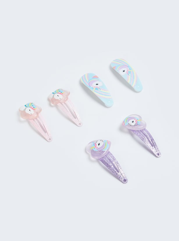 FAME FOREVER Girls Unicorn Assorted Tic Tac Hair Clips - Pack of 6