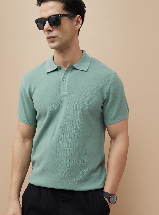 CODE Solid Knit Polo T-shirt