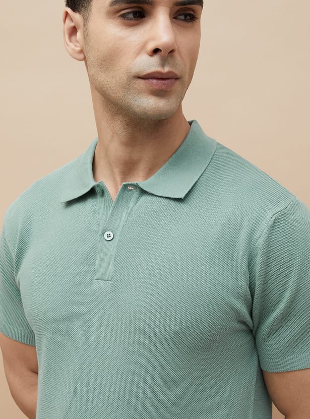 CODE Solid Knit Polo T-shirt