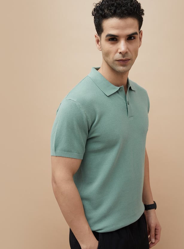 CODE Solid Knit Polo T-shirt