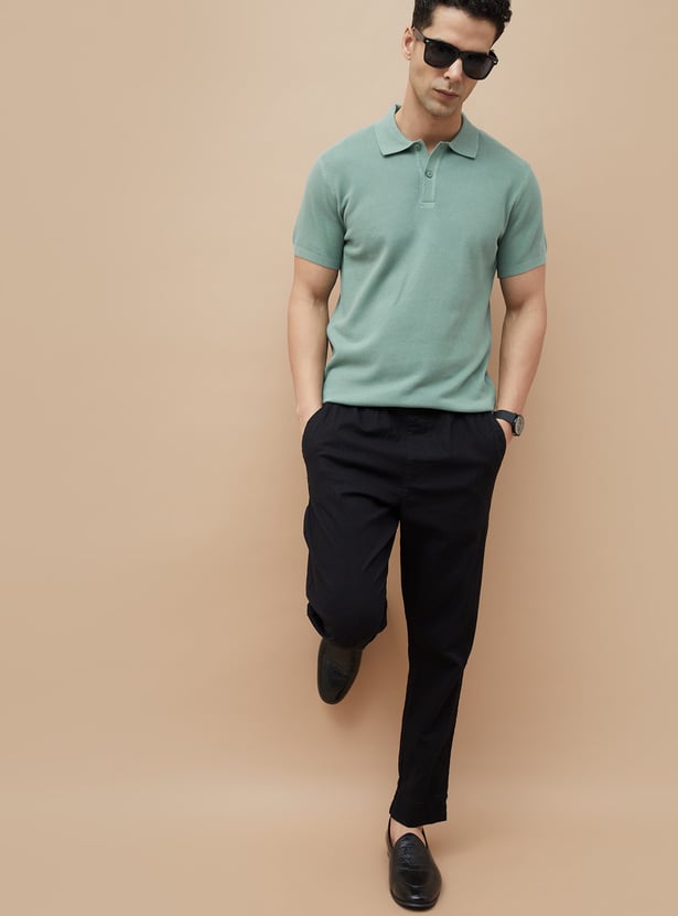 CODE Solid Knit Polo T-shirt