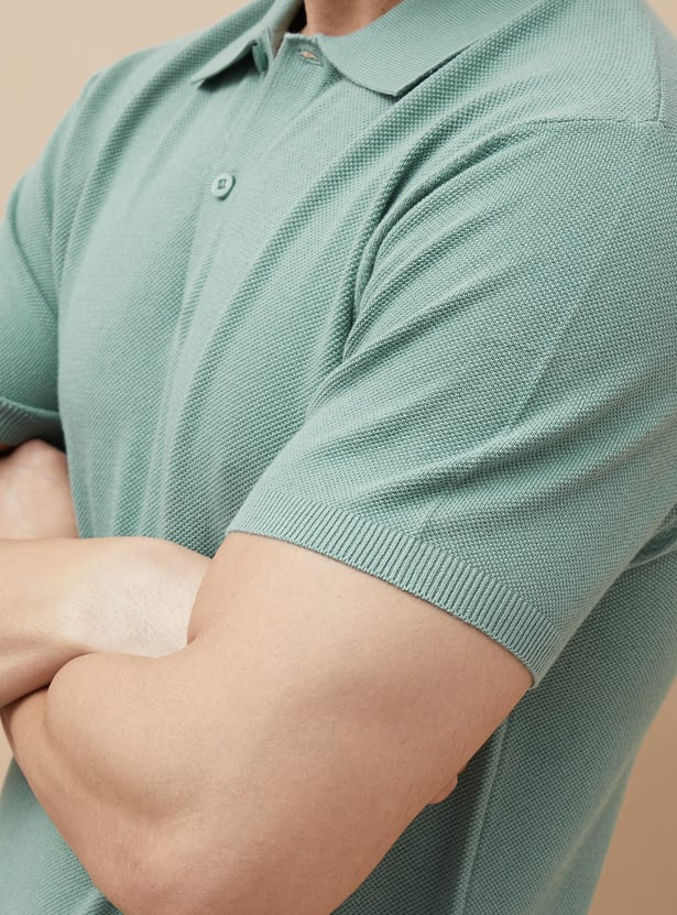 CODE Solid Knit Polo T-shirt