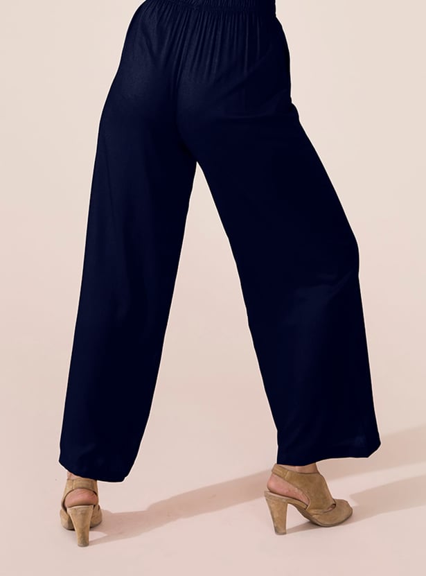 GO COLORS Women Solid Palazzos