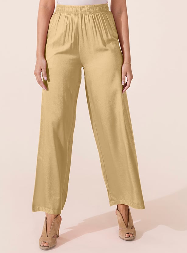 GO COLORS Women Solid Palazzos