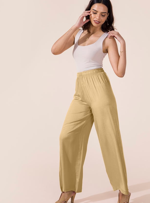 GO COLORS Women Solid Palazzos