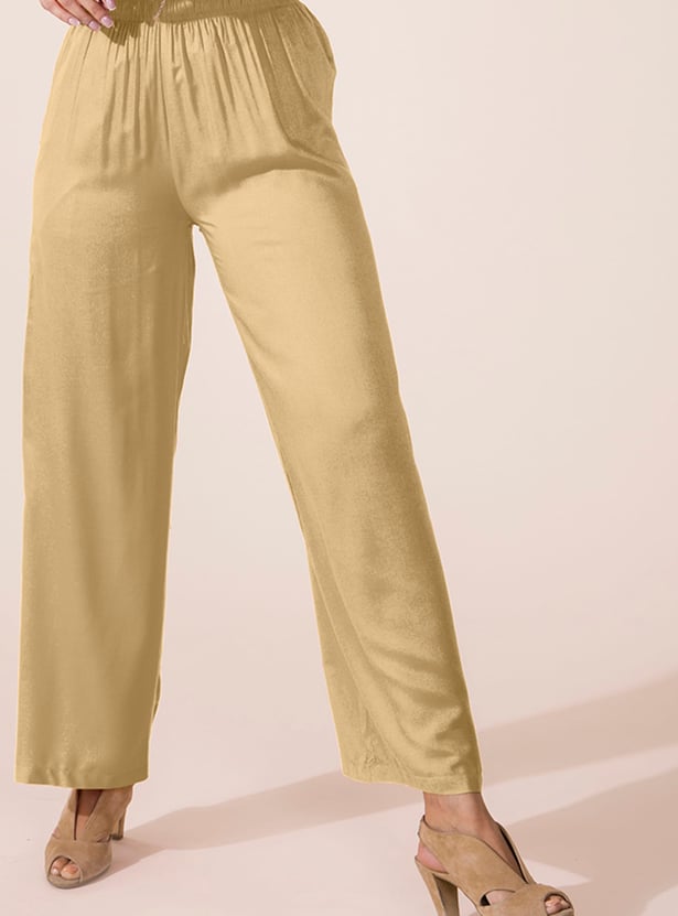 GO COLORS Women Solid Palazzos
