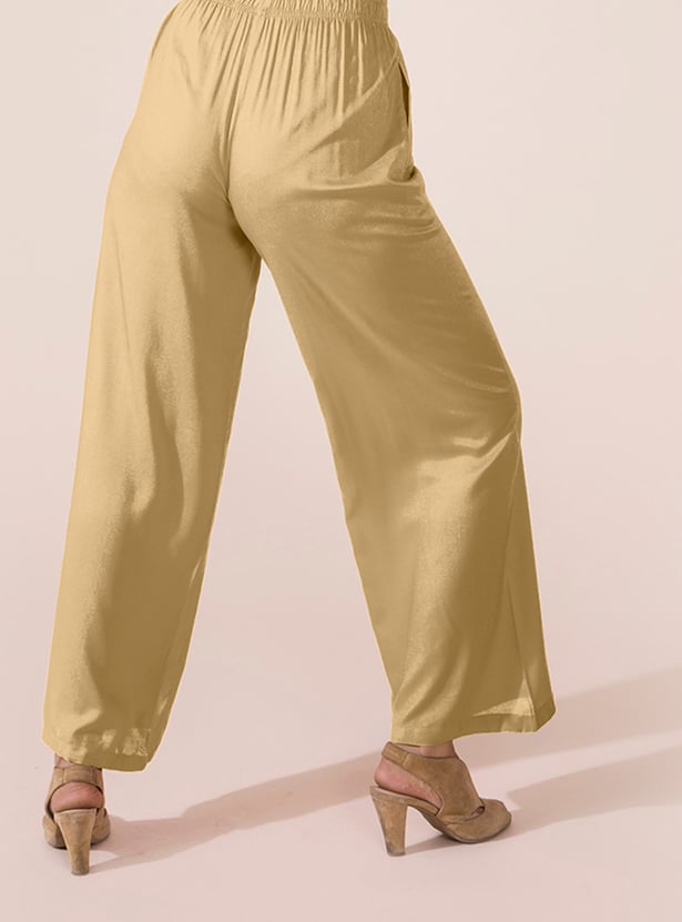 GO COLORS Women Solid Palazzos