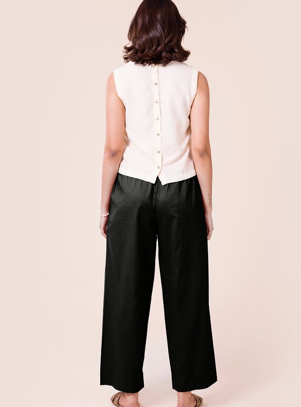 GO COLORS Solid Elasticated Palazzos