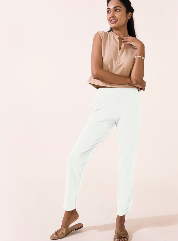 GO COLORS Solid Straight Pants