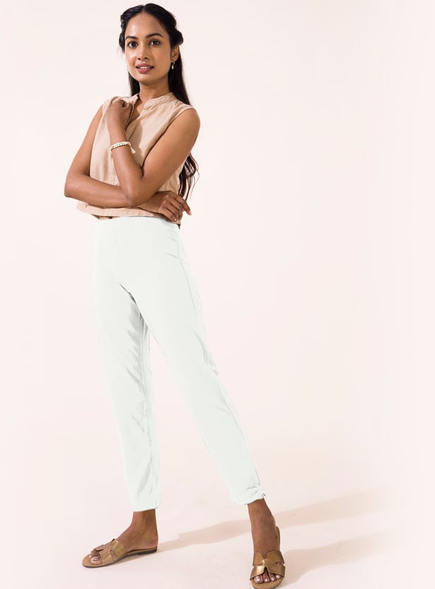 GO COLORS Solid Straight Pants